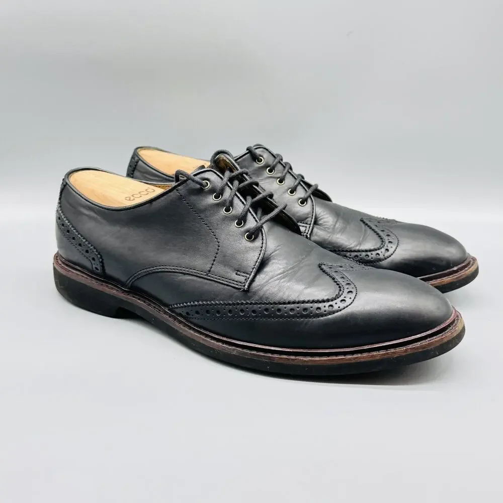 Cole Haan Shoes Mens 11 Black Leather Wingtip Brogue Oxford Dress Derby Lace Up